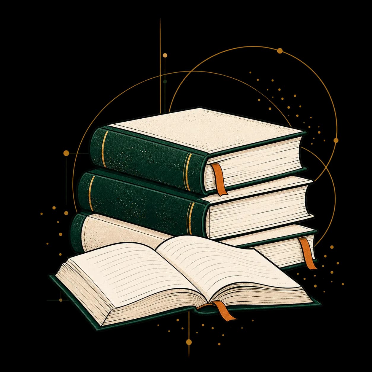 Libros y cuaderno abierto.